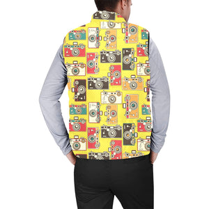 Camera Pattern Print Design 02 Men's Padded Vest