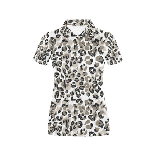 Leopard skin print pattern Women's All Over Print Polo Shirt