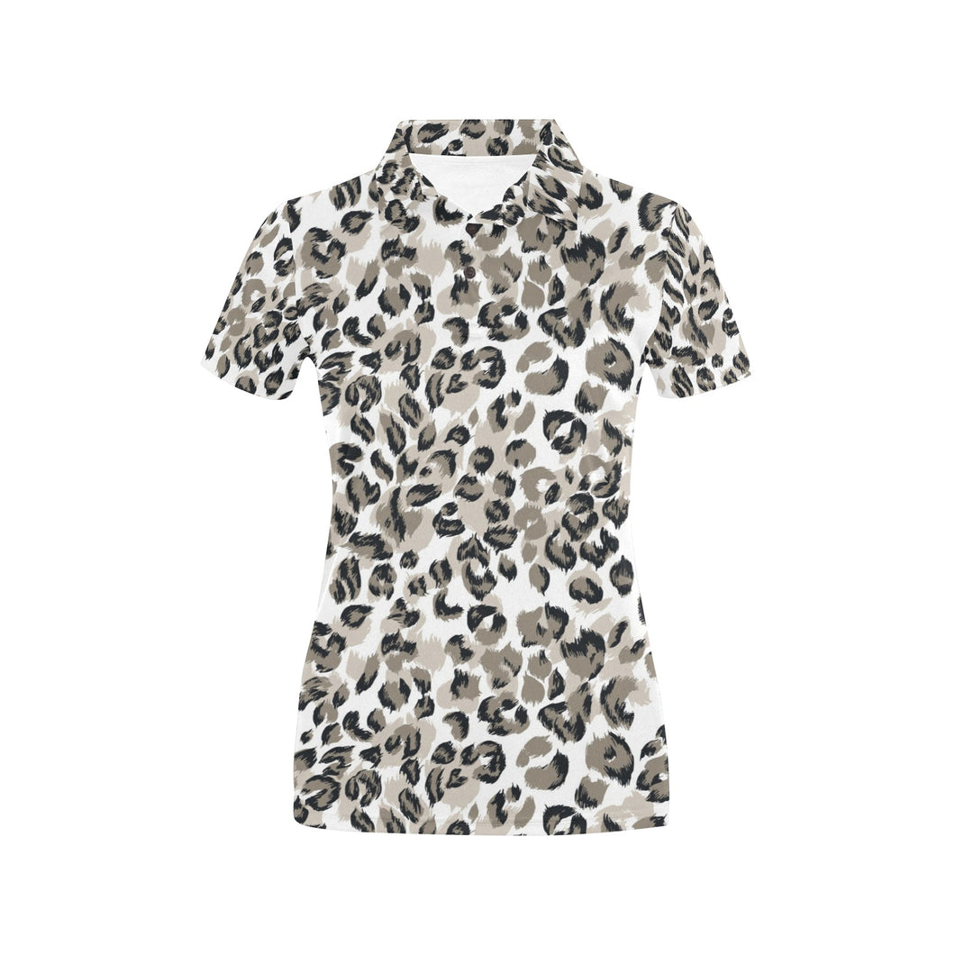 Leopard skin print pattern Women's All Over Print Polo Shirt