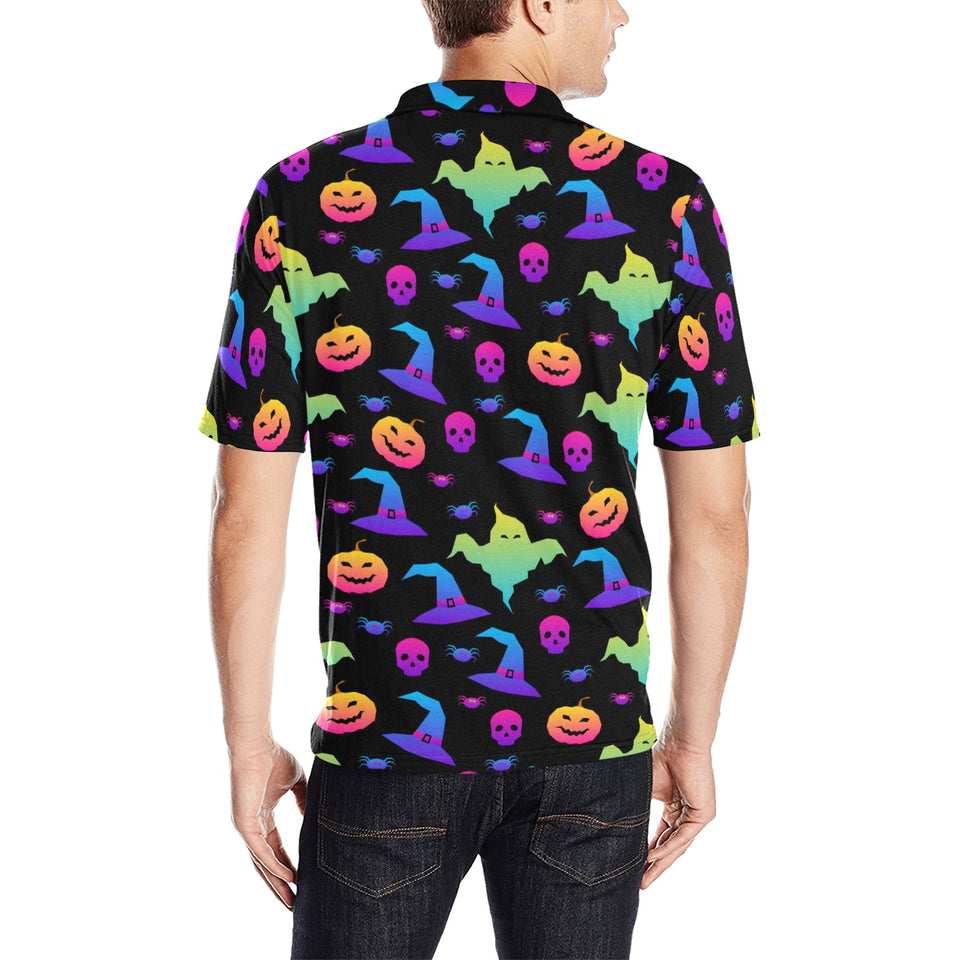 Colorful halloween background Men's All Over Print Polo Shirt