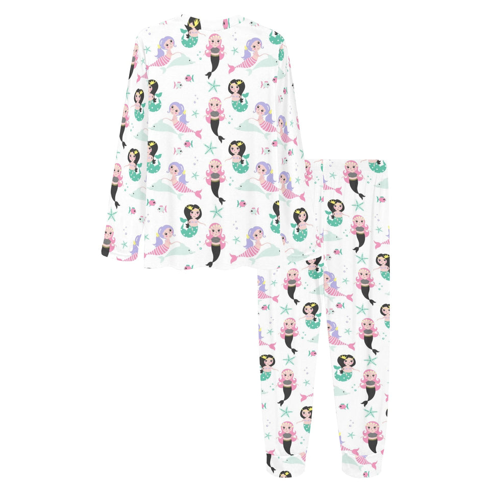 cute mermaid dolphin fish starfish pattern Women's All Over Print Pajama Set