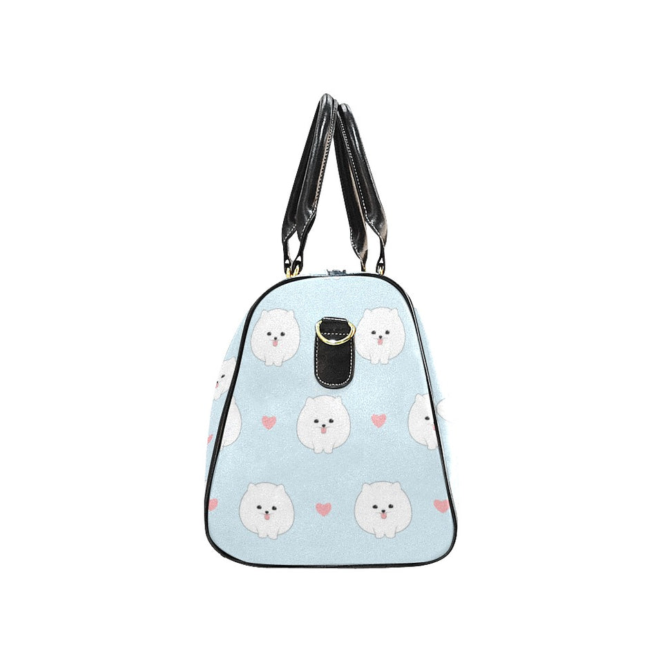 White cute pomeranian pattern Travel Bag
