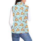 Hand drawn pizza blue background Women's Padded Vest