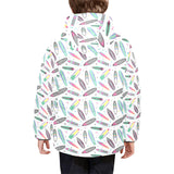 Surfboard Pattern Print Design 04 Kids' Boys' Girls' Padded Hooded Jacket