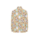 Cow bottle of milk pattern Women's Long Sleeve Polo Shirt