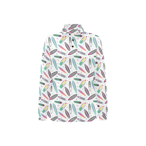Surfboard Pattern Print Design 04 Women's Long Sleeve Polo Shirt