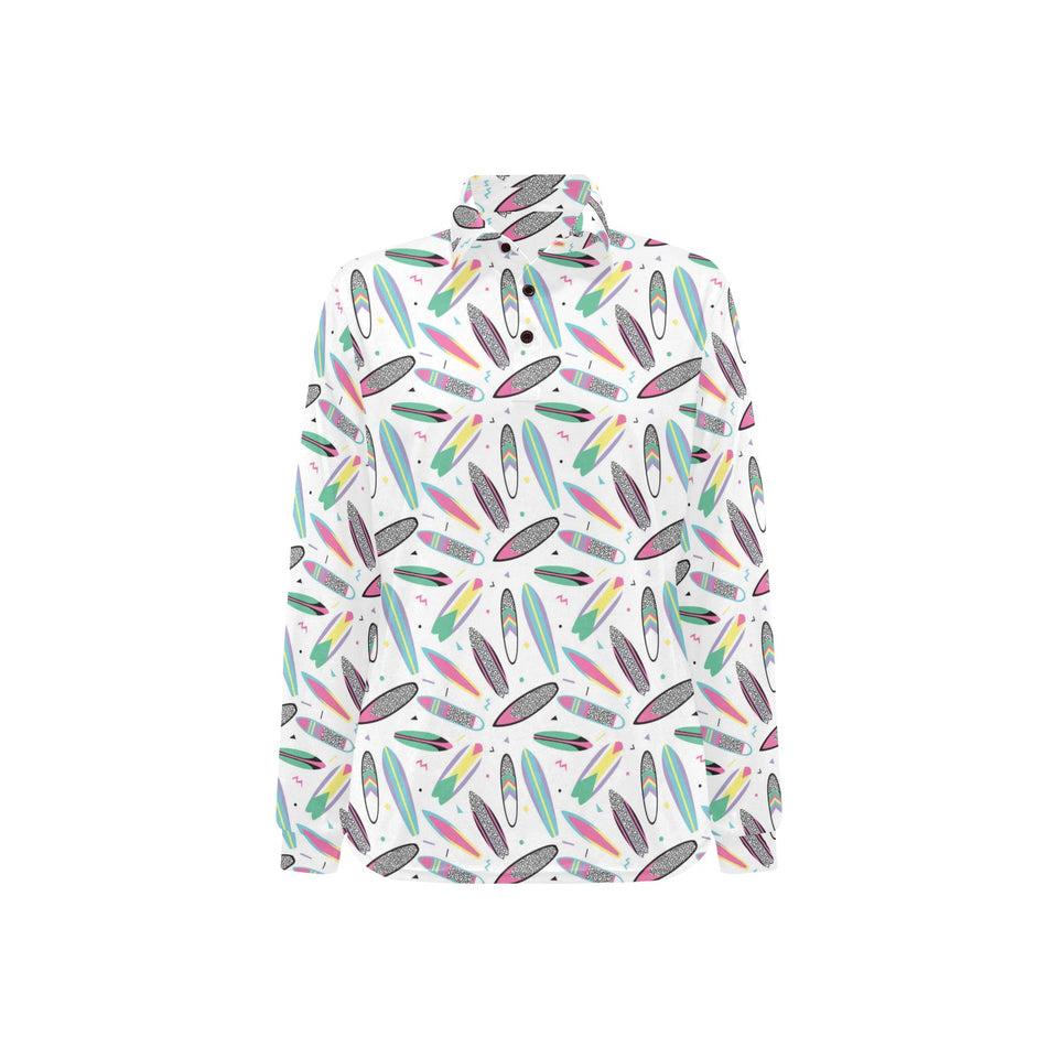 Surfboard Pattern Print Design 04 Women's Long Sleeve Polo Shirt