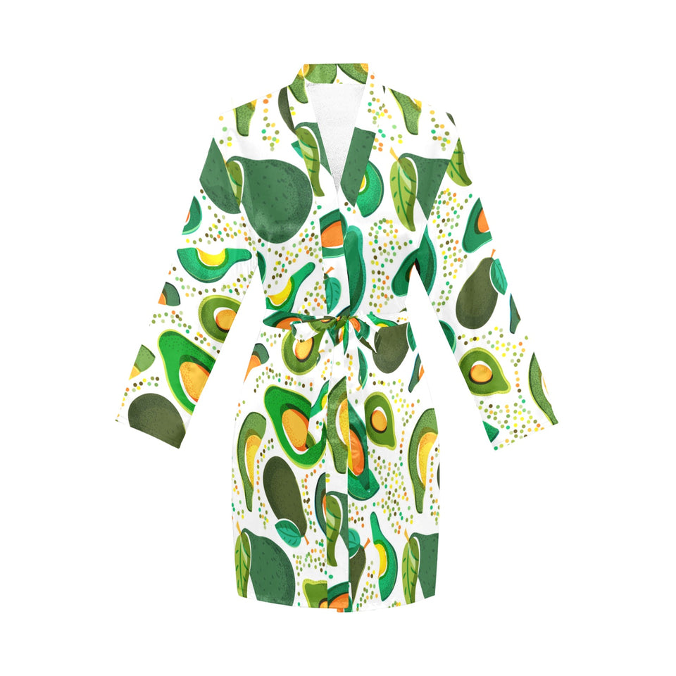 Avocado design pattern Women's Long Sleeve Belted Night Robe