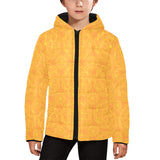 Orange traditional indian element pattern Kids' Boys' Girls' Padded Hooded Jacket