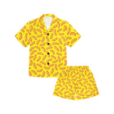 Sausage Pattern Print Design 01 Kids' Boys' Girls' V-Neck Short Pajama Set