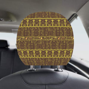 Egypt Hieroglyphics Pattern Print Design 03 Car Headrest Cover