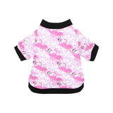 Pink flamingo flower pattern All Over Print Pet Dog Round Neck Fuzzy Shirt