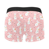 Cute white rabbit flower pink background Men's All Over Print Boxer Briefs Men's Underwear