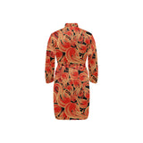 Fire flame pattern Men's Long Sleeve Belted Night Robe