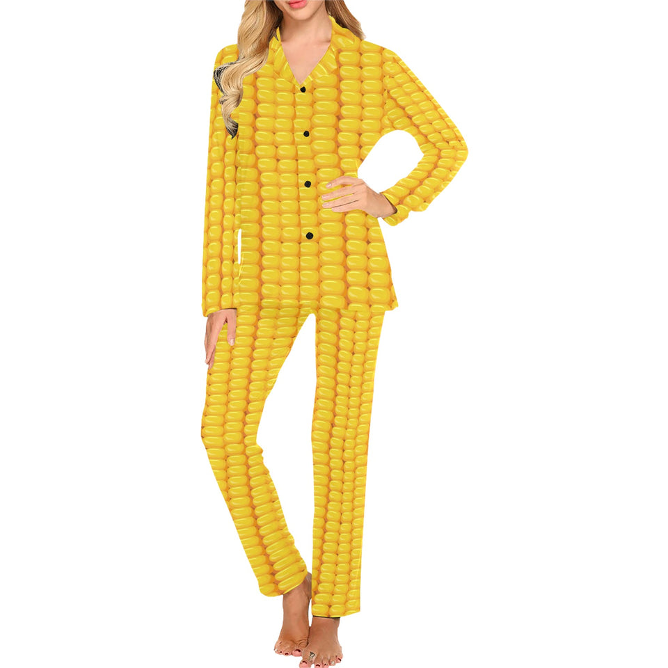 Corn Pattern Print Design 04 Women's Long Pajama Set