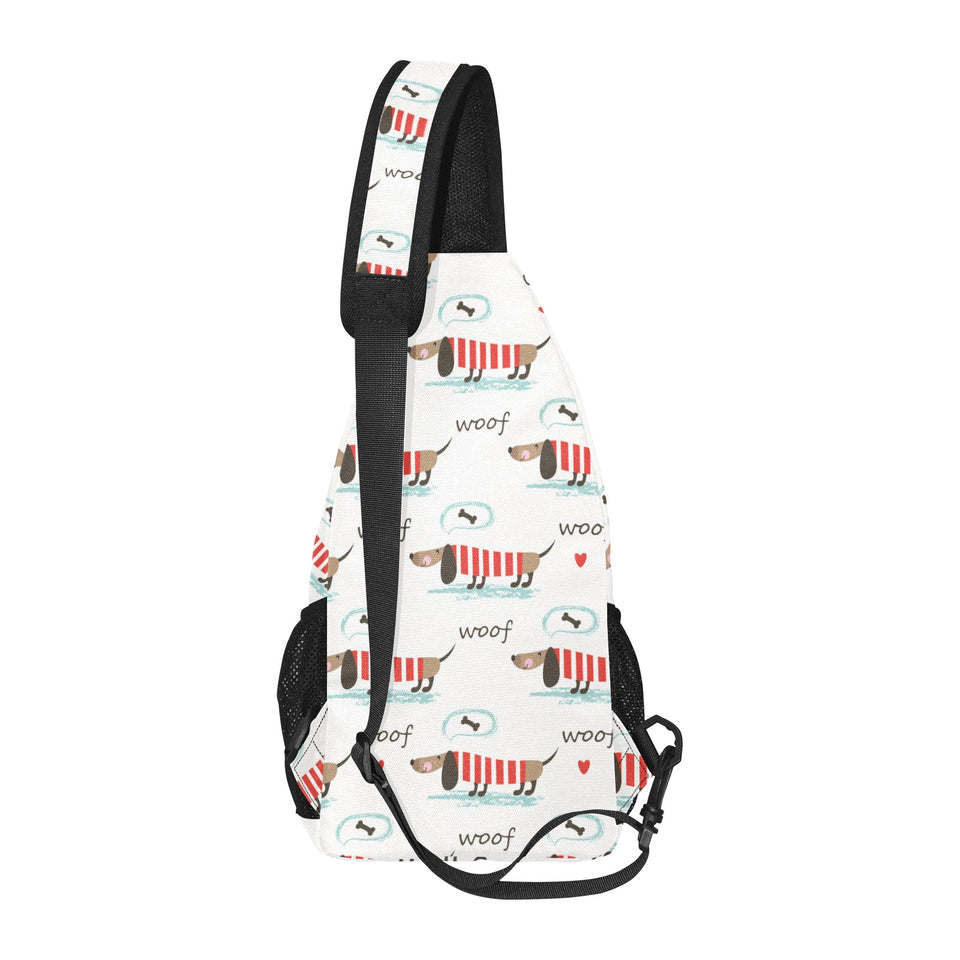 Cute dachshund bone pattern All Over Print Chest Bag