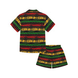 Canabis Marijuana Weed Pattern Print Design 04 Kids' Boys' Girls' V-Neck Short Pajama Set