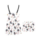 Ostrich Pattern Print Design 02 Chest Sexy Pleated Two Piece Swim Dress