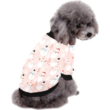 Cute snowman christmas tree snowpink background All Over Print Pet Dog Round Neck Fuzzy Shirt