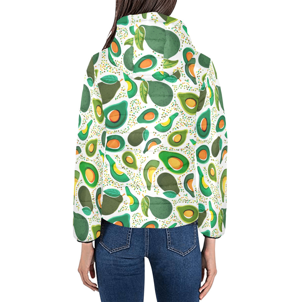Avocado design pattern Women's Padded Hooded Jacket