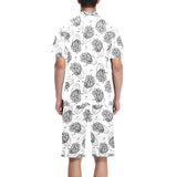 Hand drawn french fries pattern Men's V-Neck Short Pajama Set