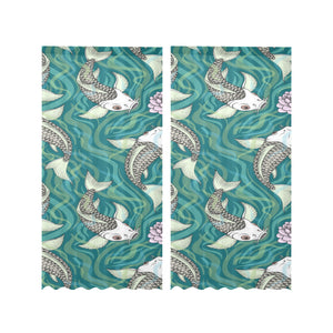 Koi Fish Carp Fish lotus pattern Gauze Curtain