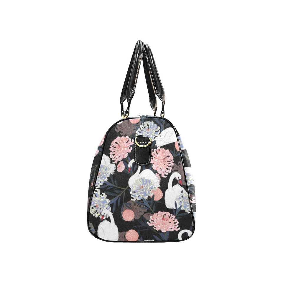 white swan blooming flower pattern Travel Bag