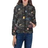 space pattern Women's Padded Hooded Jacket