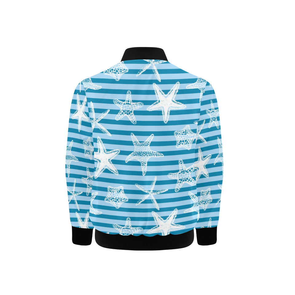 Starfish blue blackground Kids' Boys' Girls' Bomber Jacket
