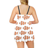 Clown Fish Pattern Print Design 05 Chest Sexy Pleated Two Piece Swim Dress