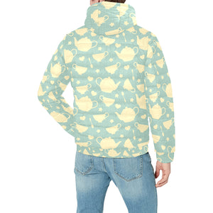 Tea pots Pattern Print Design 02 Men's Padded Hooded Jacket