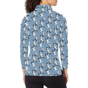 Seagull Pattern Print Design 04 Women's Long Sleeve Polo Shirt