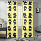 Cute ninja yellow background Gauze Curtain