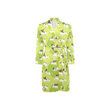 Jack Russel Pattern Print Design 01 Men's Long Sleeve Belted Night Robe