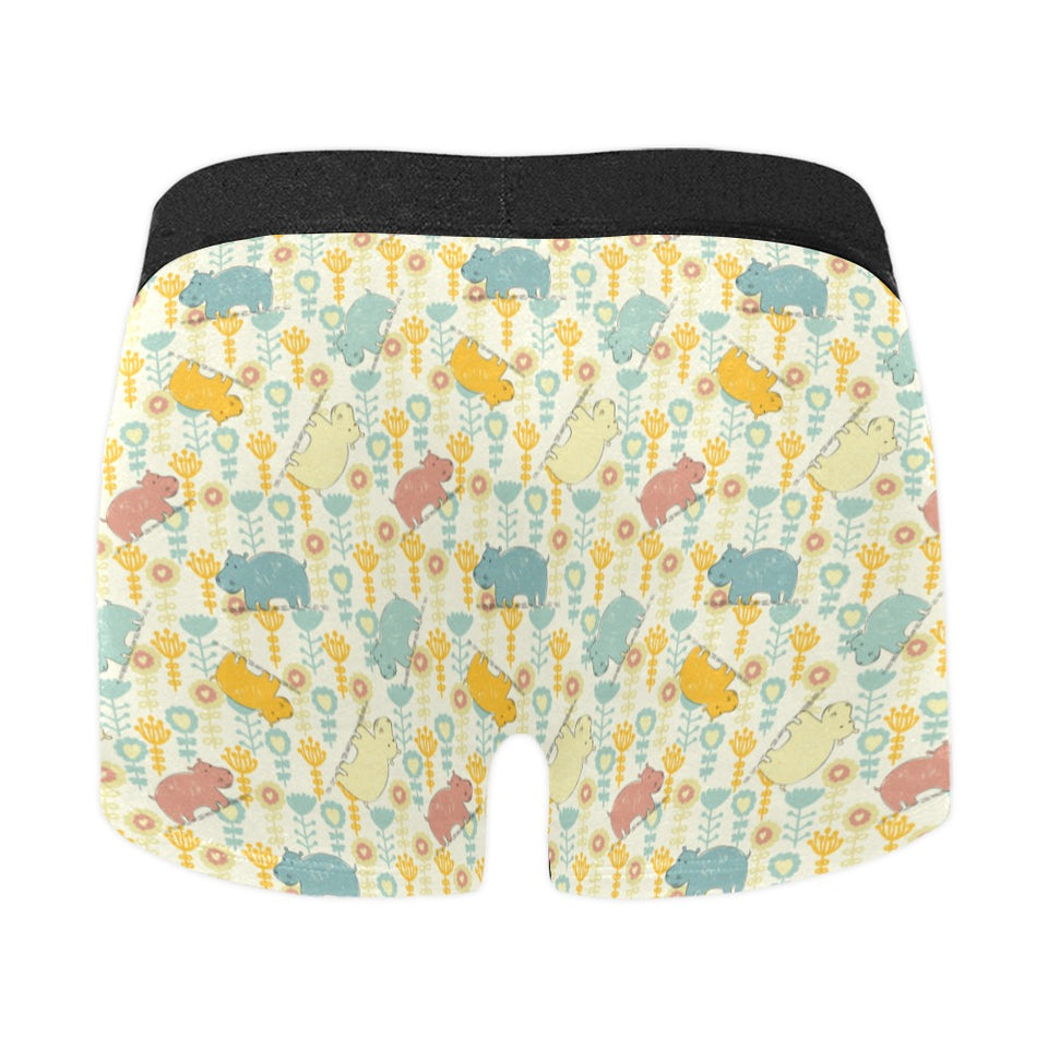 Hippopotamus Pattern Print Design 04 Men's All Over Print Boxer Briefs Men's Underwear