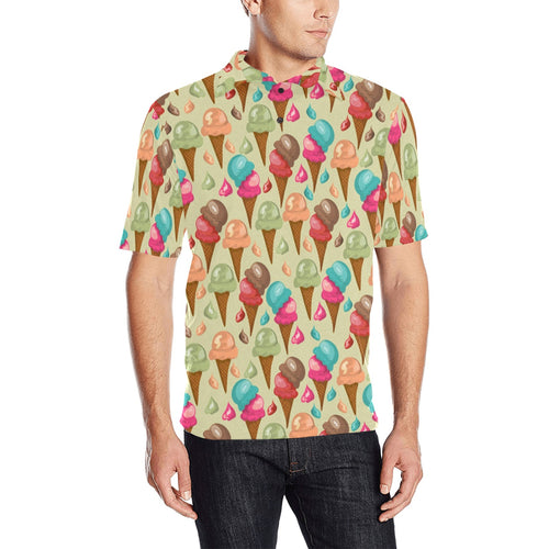 Colorful ice cream pattern Men's All Over Print Polo Shirt