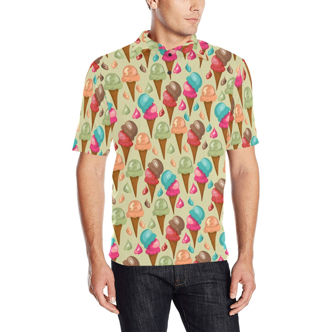 Colorful ice cream pattern Men's All Over Print Polo Shirt