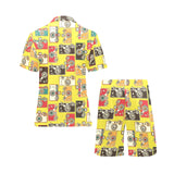 Camera Pattern Print Design 02 Men's V-Neck Short Pajama Set