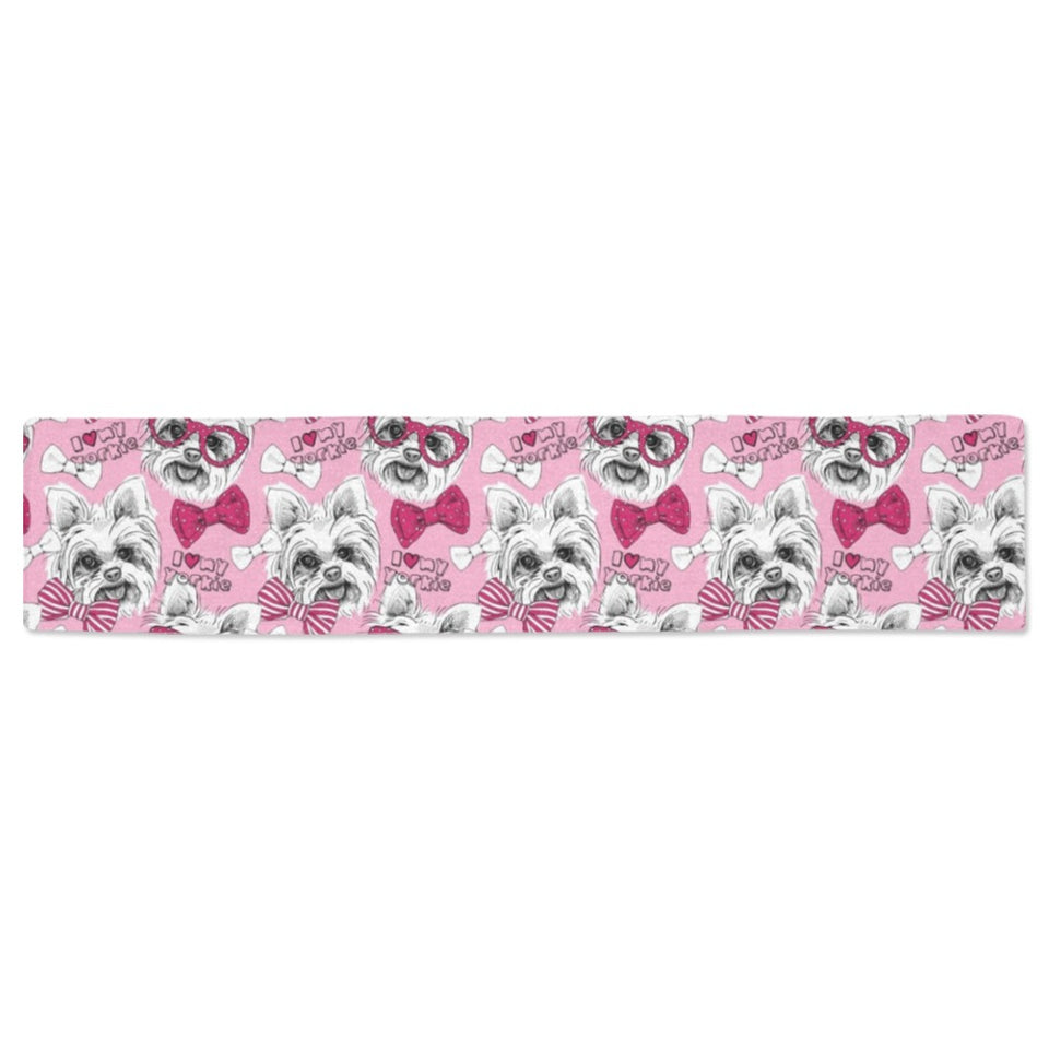 Yorkshire Terrier Pattern Print Design 03 Table Runner