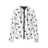 Swallow Pattern Print Design 04 Women's Padded Hooded Jacket