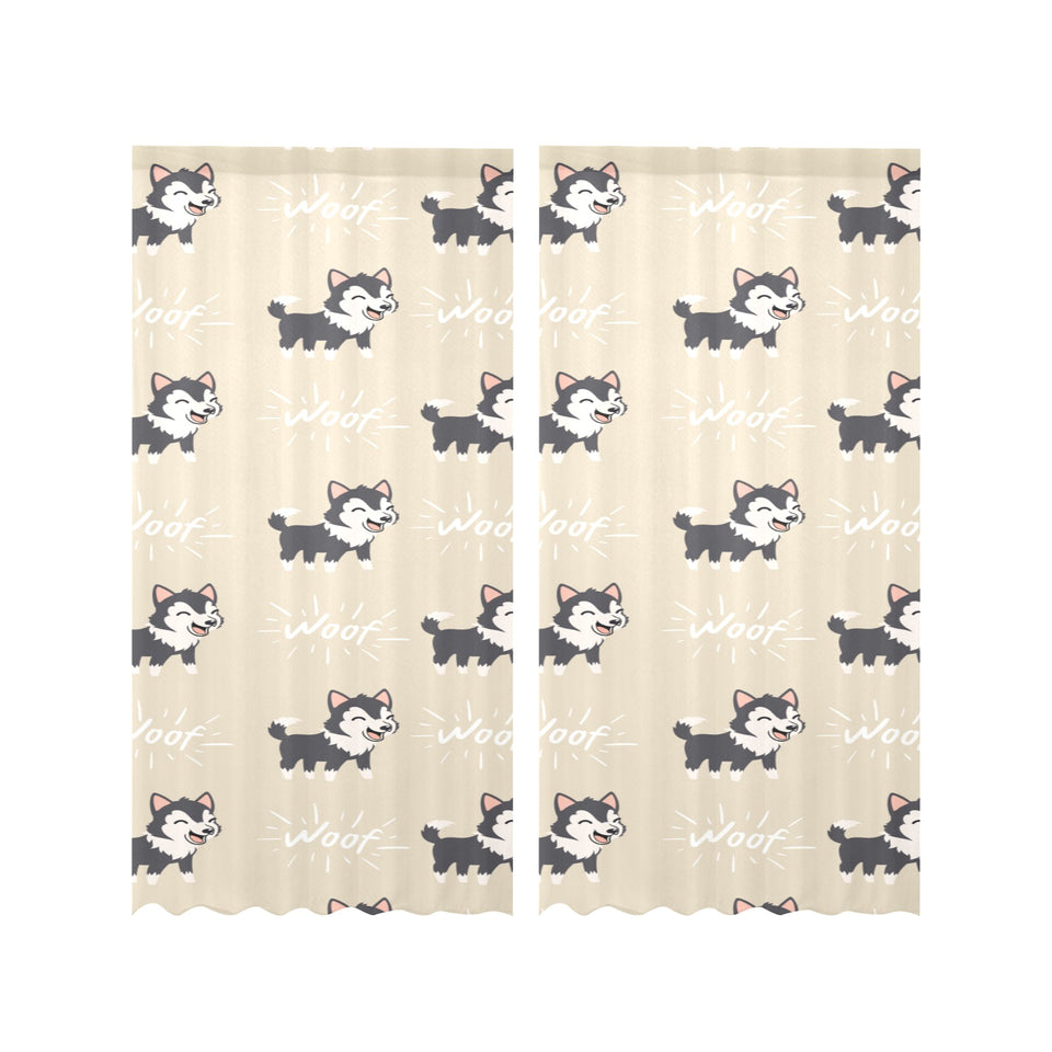 Cute Siberian Husky Gauze Curtain