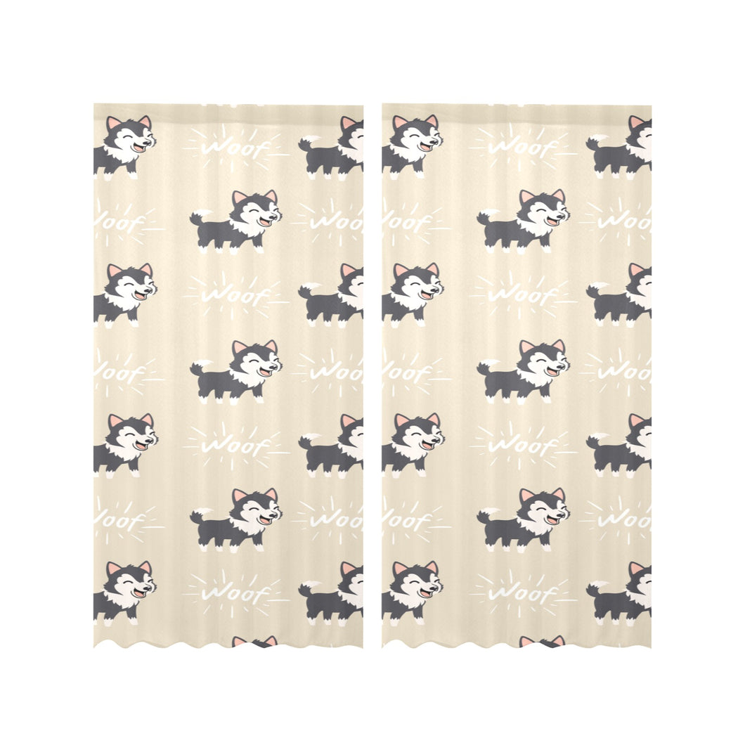 Cute Siberian Husky Gauze Curtain