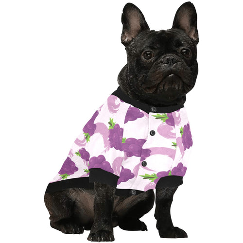 Cute Grape pattern All Over Print Pet Dog Round Neck Fuzzy Shirt