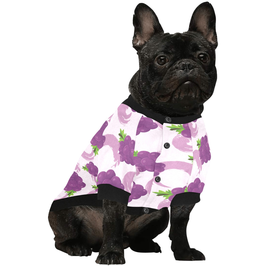 Cute Grape pattern All Over Print Pet Dog Round Neck Fuzzy Shirt