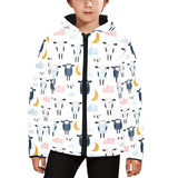 Cute sleeping sheep moon cloud pattern Kids' Boys' Girls' Padded Hooded Jacket