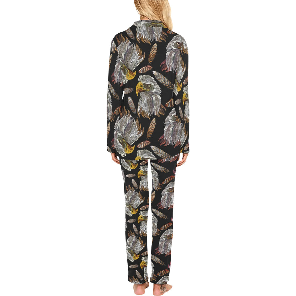 Eagle Pattern Print Design 05 Women's Long Pajama Set