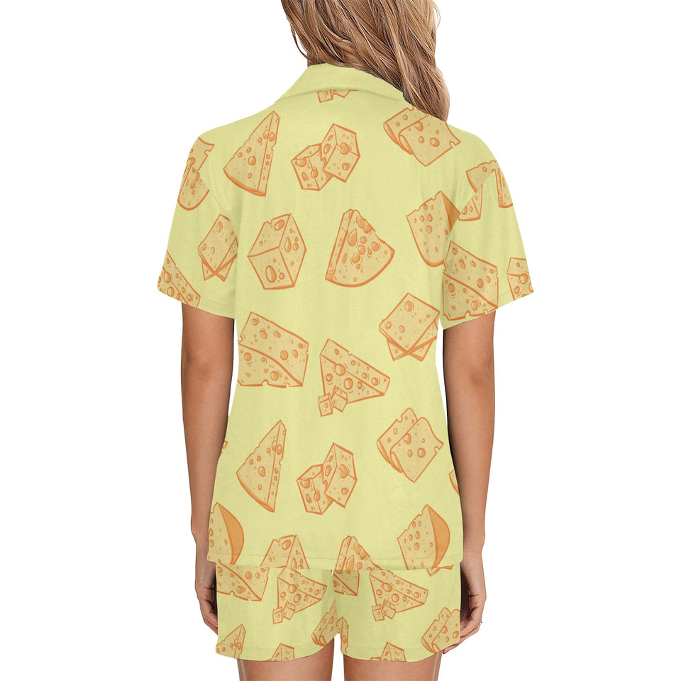 Cheese design pattern Women's V-Neck Short Pajama Set