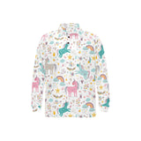 Colorful unicorn pattern Men's Long Sleeve Polo Shirt