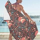 fox leaves mushroom pattern Beach Towel