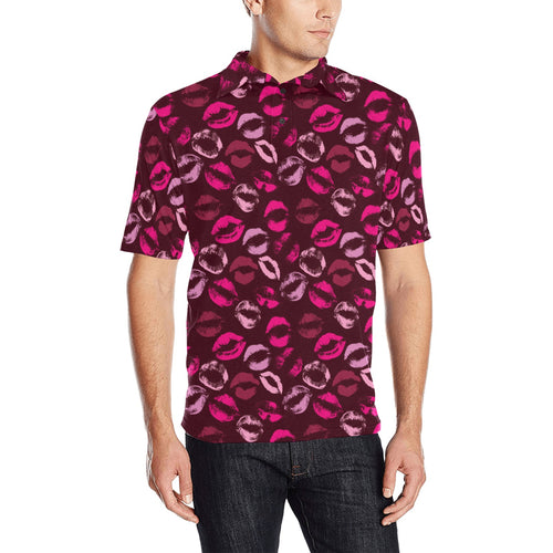 Lips Pattern Print Design 03 Men's All Over Print Polo Shirt